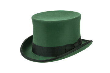 Elegant green top hat with black band