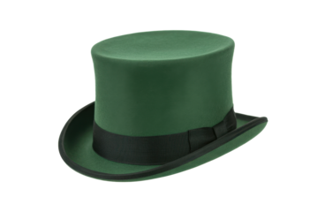 Elegant green top hat with black band