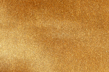 gold Sparkling Lights Festive background with texture. Abstract Christmas twinkled bright bokeh...