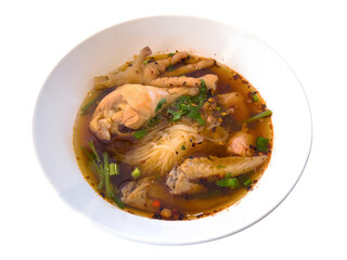 Homemade Thai Chicken Noodle Soup, Isolated on Transparent Background