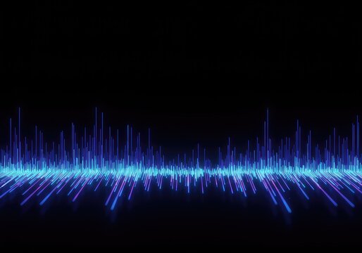 Abstract technological visualization of audio frequency spectrum bars interrupted by a defined, empty gap or data void ,line ,pattern ,technology
