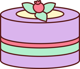 Cake With Berry Topping Cartoon