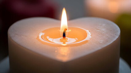Romantic heart shaped valentine's day candle for love and romance
