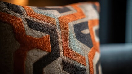 Cozy Geometric Patterned Pillow in Warm Tones for Modern Interior Design and Comfortable Home Decor Spaces