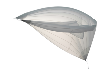 White sail inflated by the wind