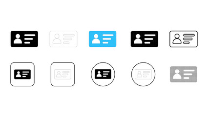 User profile icon set illustrating identity account card concept in solid line dot pixelated colourful style for UI and