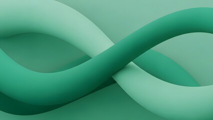 A captivating display of two intertwined, smooth green abstract tubes creates a sense of fluid motion and organic connection against a soft background.