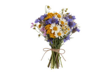 Wildflower bouquet tied with twine