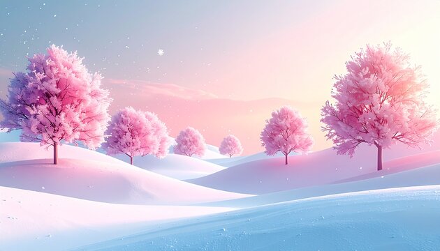 A serene winter landscape features snow-covered trees and a frozen forest under a bright blue sky during a cold outdoor day filled with sunlight and frostA serene winter landscape features snow-covere