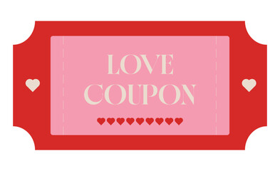 Valentines Day love coupon voucher ticket with heart icons for romantic gift promotions loyalty rewards date night offers and printable certificates for couples restaurants cafes and events