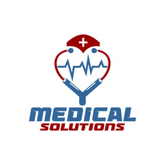 Medical logo template with heart rate monitor concept