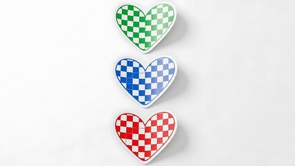 Colorful checkered hearts in vertical alignment illustration