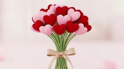 A bouquet of heart-shaped balloons illustration