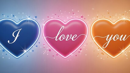 Three radiant hearts expressing love illustration