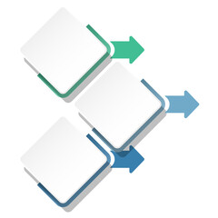 Infographic 3 successive steps, elements and space for data.