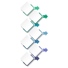 Infographic 7 successive steps, elements and space for data.