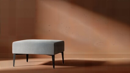Modern upholstered bench resting in minimalist interior space