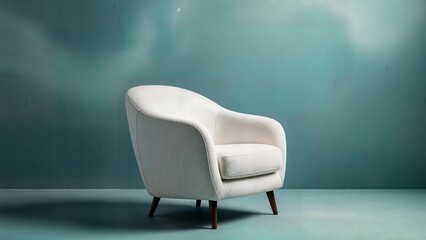 Modern white armchair standing elegantly in minimalist interior