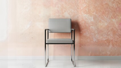 Modern minimalist chair standing against textured wall