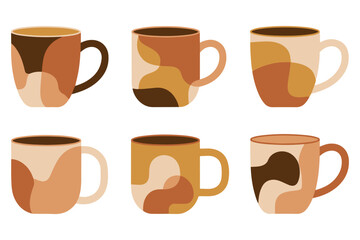 Obraz premium Abstract flat coffee mug cup set in modern minimal style 