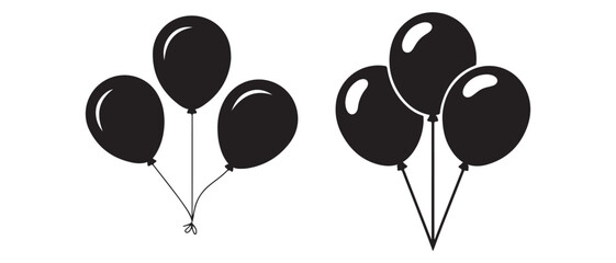 Balloon silhouette set party decoration icon
