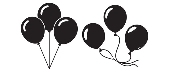 Balloon silhouette set party decoration icon
