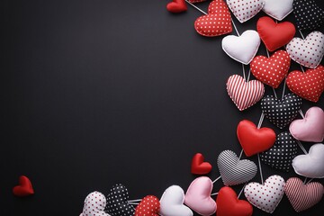 Valentine's day celebration with colorful heart shaped balloons on dark background for love and romance concepts with valentines day