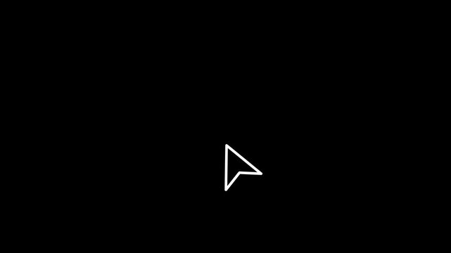 Arrow cursor click icon animation. Mouse, computer, pointer, mouse, select, choose, animation icons. Transparent black background