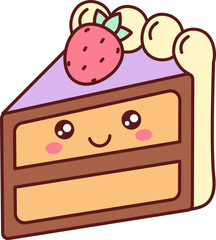 Cake Slice Kawaii With Strawberry