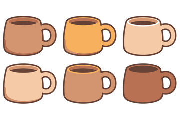 Obraz premium Coffee cup icon set illustration in flat cartoon style 