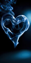Blue electric smoke swirling into distinct cinematic heart symbol