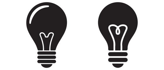 Light bulb silhouette icon set representing idea creativity and innovation
