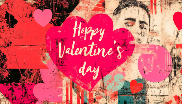 Valentinstag Gru&szlig;karte mit abstraktem Design und Herzen