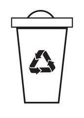 Trash can icon with recycle sign. Garbage bin or basket with recycling symbol Victor Illustration