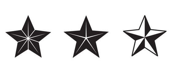 Star silhouette set minimal black icon collection
