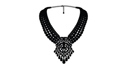 Elegant black necklace design on a white background detailed craftsmanship a striking silhouette © Jewel