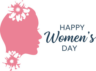 Happy women's day celebration silhouette isolated on transparent background