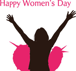 Happy women's day celebration silhouette isolated on transparent background