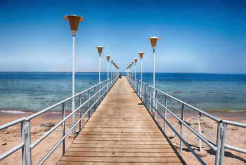 Naklejka premium Typical snorkeling and diving pier in Sharm el Sheikh, Egypt