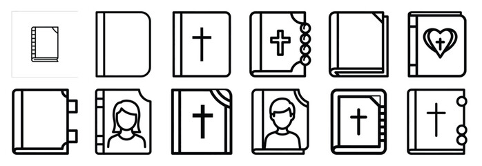 biblical remembrance Outline Icon Set. Maundy Thursday line art icons