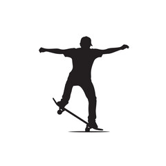 Fototapeta premium Skateboarder Silhouette Performing Trick Vector Illustration Isolated on White