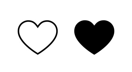 Black heart icon in generic style. Love, romantic symbol