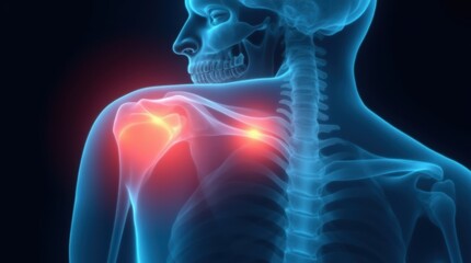 Shoulder muscle pain x-ray concept, medical treatment, rehabilitation and injury concept. 
