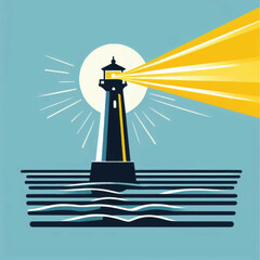 Lighthouse Beacon Illuminating the Sea Navigational Aid Coastal Landmark.