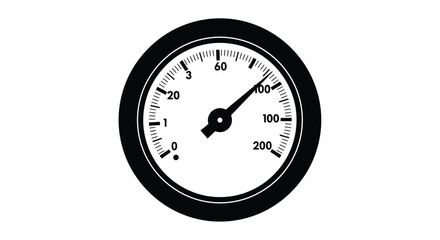 Detailed view of a pressure gauge with black outline displaying measurement readings silhouette