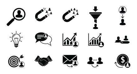 Business growth concepts with marketing tools strategy and human resources a silhouette