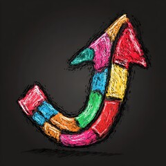 Colorful Abstract Arrow Illustration Symbolizing Upward Direction and Creative Motion