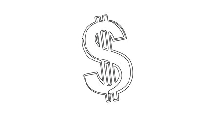 Detailed sketch of a dollar sign icon presented as a striking black silhouette
