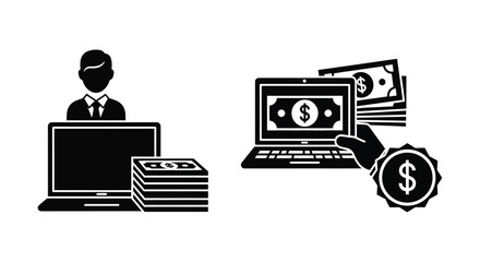 Digital finance and wealth management concept with a professional silhouette