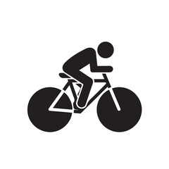 Obraz premium Bicycle Icon Black Cyclist Silhouette Isolated Vector